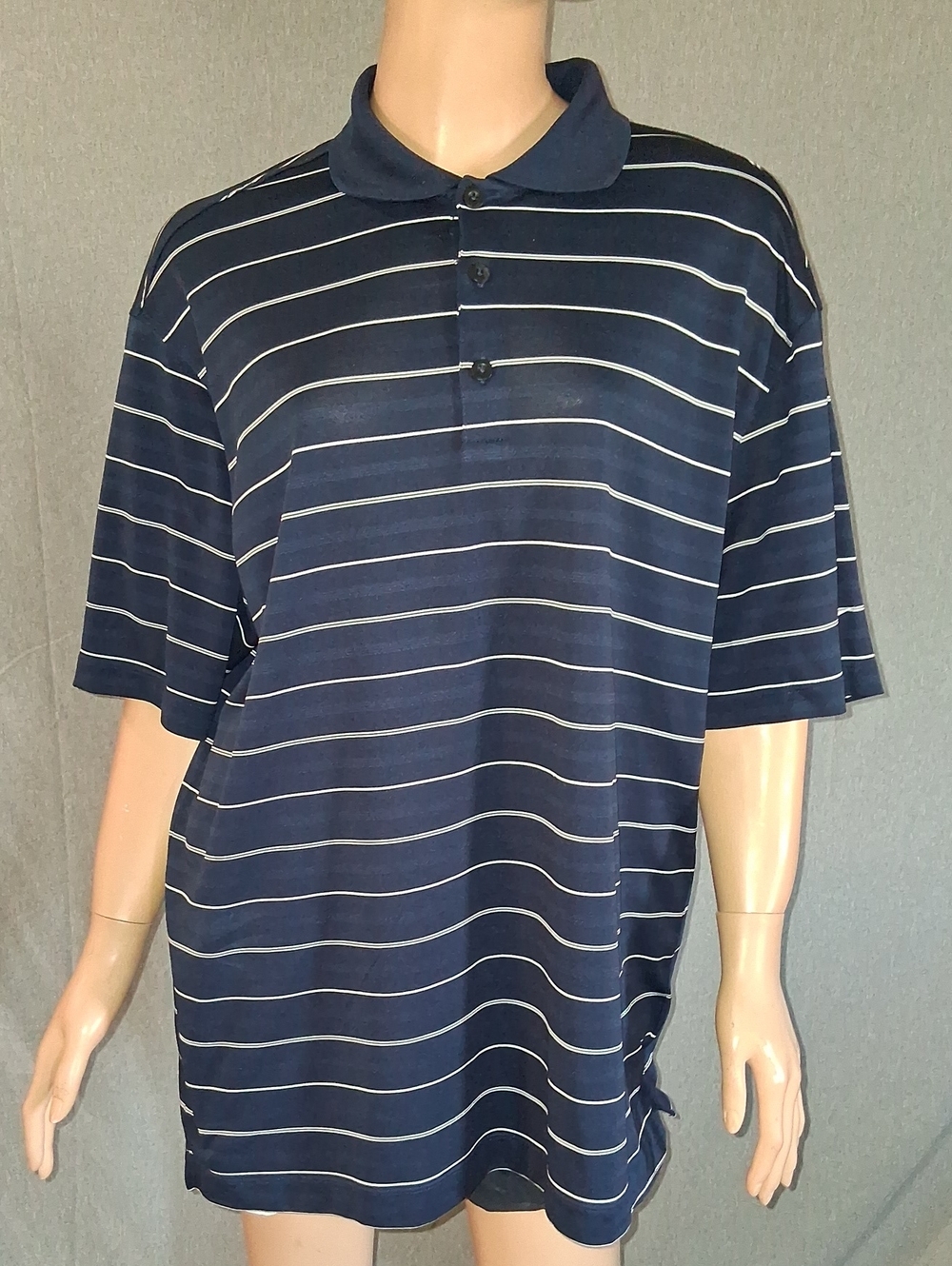 Nike Navy Blue Polo with Thin White Stripes
